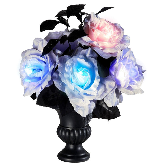 Halloween Tafeldecoratie Vaas Met Rozen En Licht van Widmann koop je bij Partywinkel