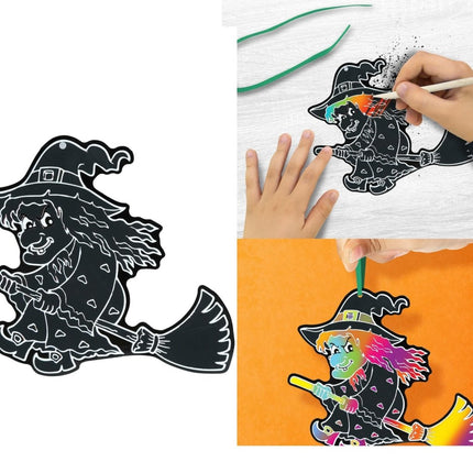 Halloween Tafeldecoratie Zwart Heksen Silhouetten 14cm 6st - Partywinkel - 8434077315118