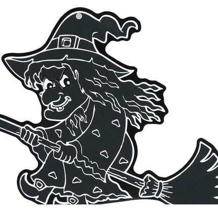 Halloween Tafeldecoratie Zwart Heksen Silhouetten 14cm 6st - Partywinkel - 8434077315118