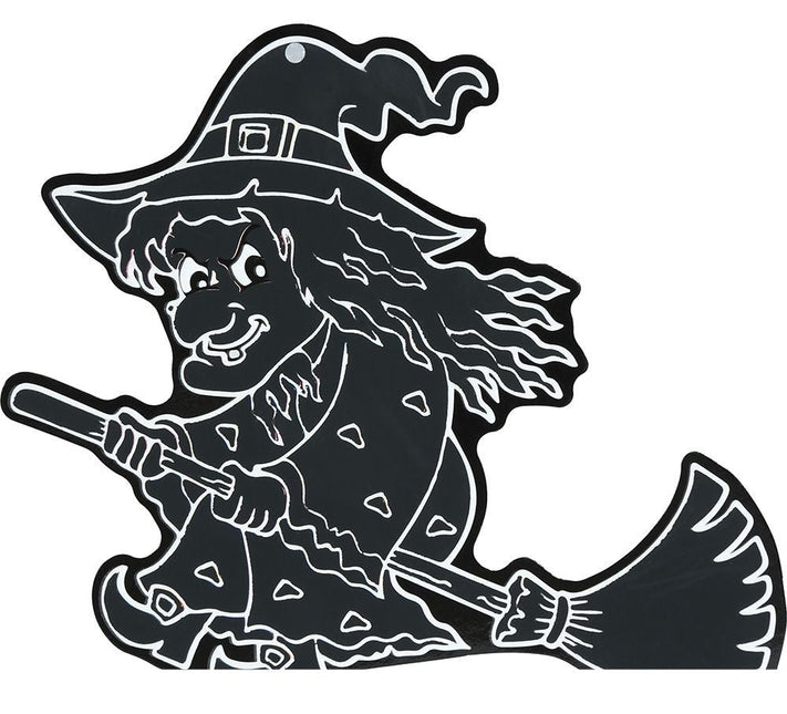 Halloween Tafeldecoratie Zwart Heksen Silhouetten 14cm 6st - Partywinkel - 8434077315118