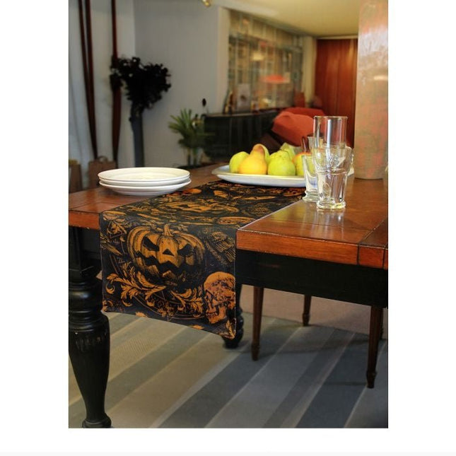 Halloween Tafelloper Pompoen 2,74m - Partywinkel - 8434077269312