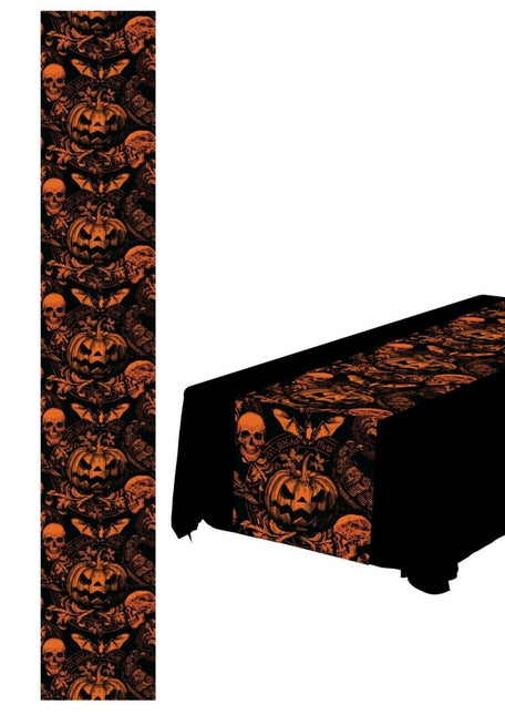 Halloween Tafelloper Pompoen 2,74m - Partywinkel - 8434077269312