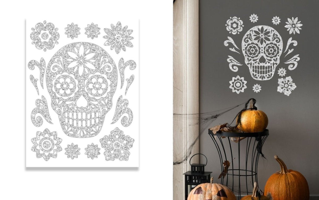 Halloween Wanddecoratie Sticker Schedel - Partywinkel - 8434077268674