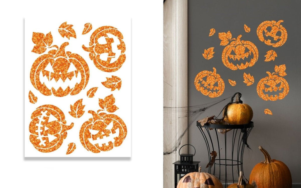Halloween Wanddecoratie Stickers Pompoenen 11 delig - Partywinkel - 8434077268681
