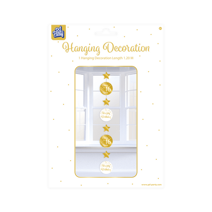 Hangdecoratie 16 Jaar Goud Wit 20,5cm van Paper Dreams koop je bij Partywinkel
