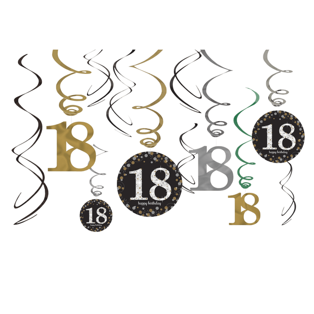 Hangdecoratie 18 Jaar Happy Birthday 61cm 12st van Riethmueller koop je bij Partywinkel