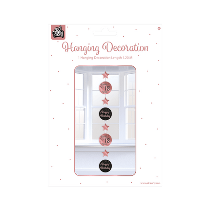 Hangdecoratie 18 Jaar Roze Zwart 20,5cm van Paper Dreams koop je bij Partywinkel