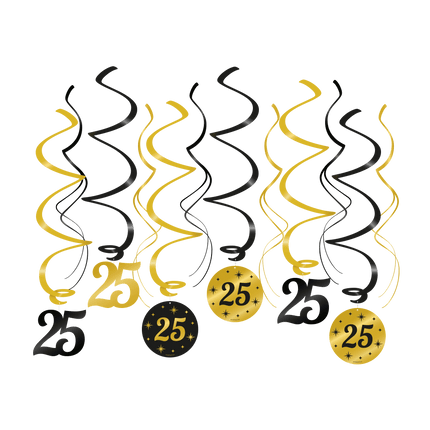 Hangdecoratie 25 Jaar 14cm 12st van Paper Dreams koop je bij Partywinkel