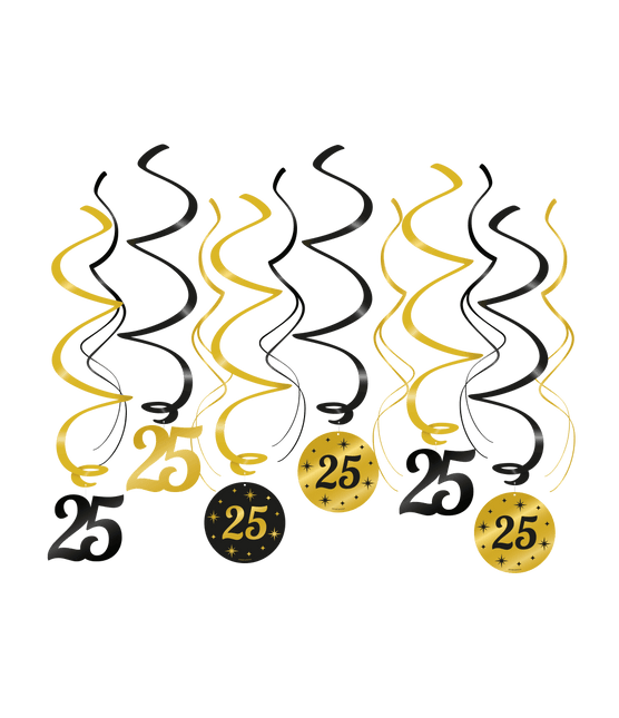 Hangdecoratie 25 Jaar 14cm 12st van Paper Dreams koop je bij Partywinkel