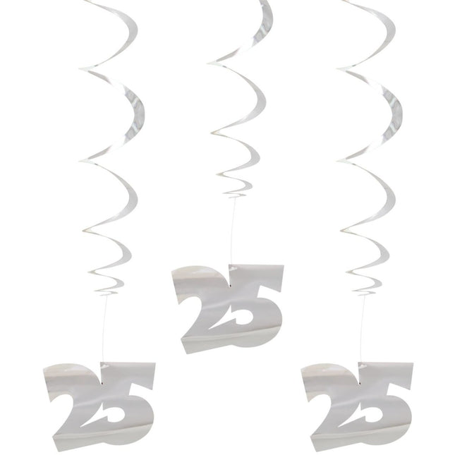Hangdecoratie 25 Jaar 70cm 3st van Folat koop je bij Partywinkel