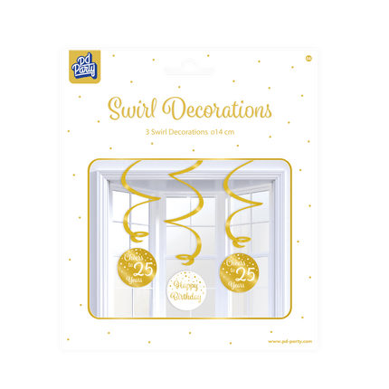 Hangdecoratie 25 Jaar Happy Birthday 17cm 3st van Paper Dreams koop je bij Partywinkel