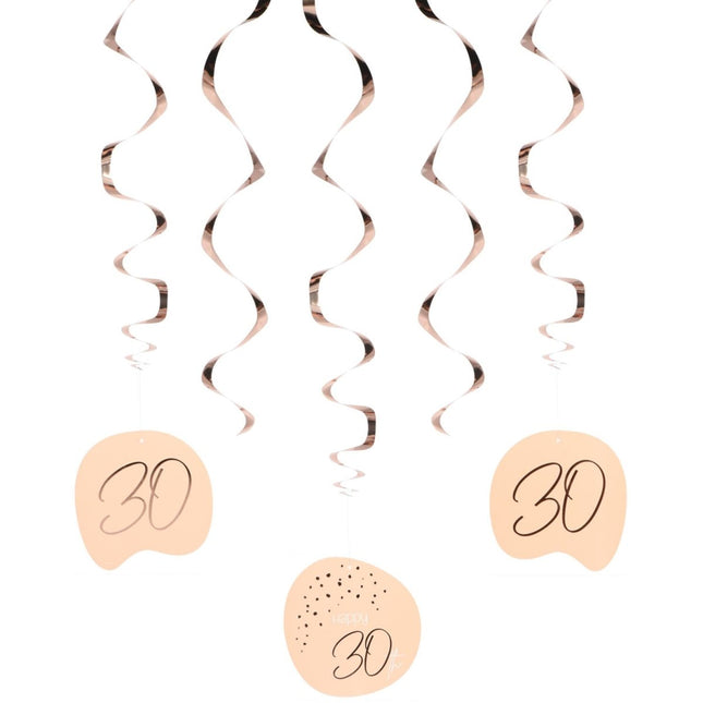 Hangdecoratie 30 Jaar Rose Goud 75cm 5st van Folat koop je bij Partywinkel