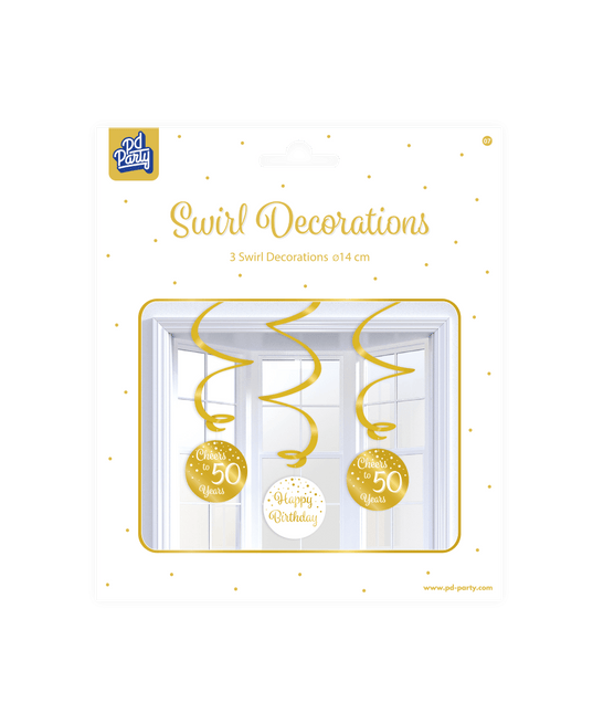 Hangdecoratie 50 Jaar Happy Birthday 17cm 3st van Paper Dreams koop je bij Partywinkel