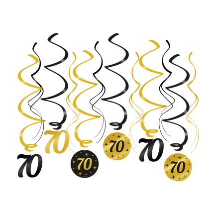 Hangdecoratie 70 Jaar 14cm 12st van Paper Dreams koop je bij Partywinkel