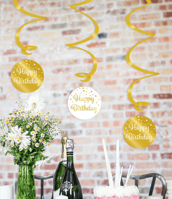 Hangdecoratie 70 Jaar Happy Birthday 17cm 3st van Paper Dreams koop je bij Partywinkel