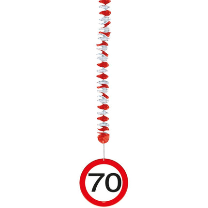 Hangdecoratie 70 Jaar Verkeersbord 75cm 3st van Folat koop je bij Partywinkel