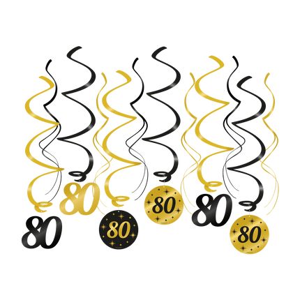 Hangdecoratie 80 Jaar 14cm 12st van Paper Dreams koop je bij Partywinkel