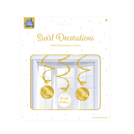 Hangdecoratie 80 Jaar Happy Birthday 17cm 3st van Paper Dreams koop je bij Partywinkel