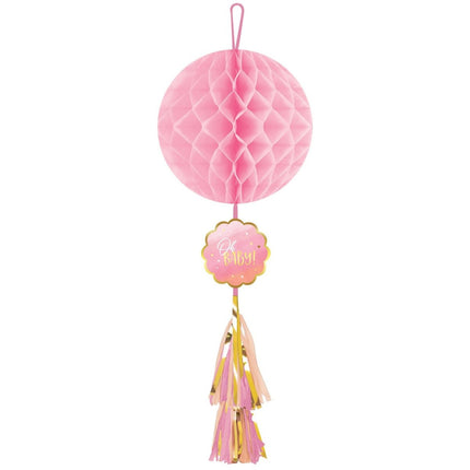 Hangdecoratie Baby Meisje Honeycomb 75cm van Riethmueller koop je bij Partywinkel
