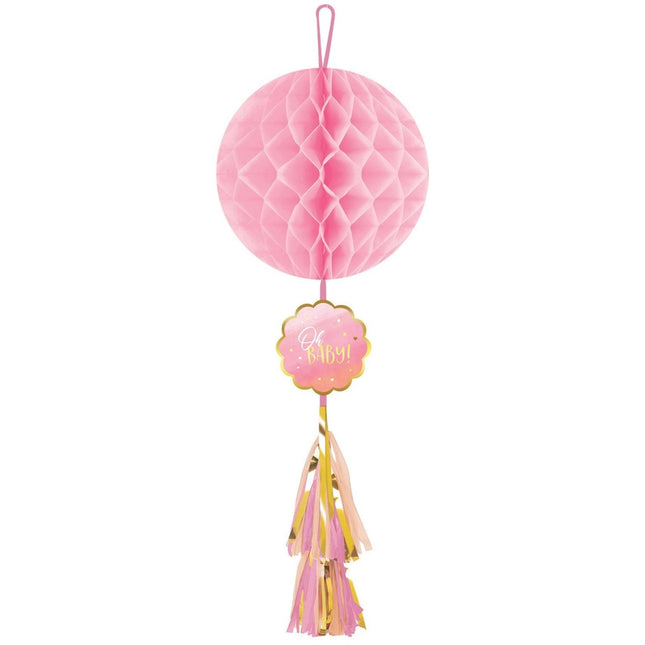 Hangdecoratie Baby Meisje Honeycomb 75cm van Riethmueller koop je bij Partywinkel