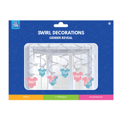 Hangdecoratie Gender Reveal 14cm 12st van Paper Dreams koop je bij Partywinkel