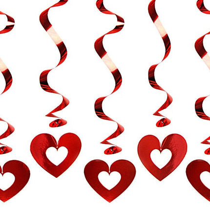 Hangdecoratie Hartjes Rood 60cm 5st van Partydeco koop je bij Partywinkel