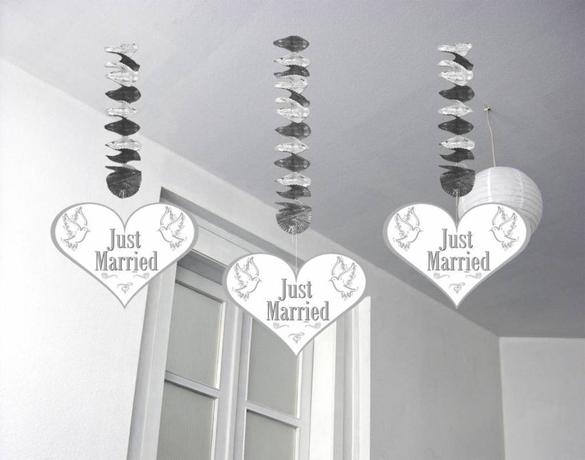 Hangdecoratie Just Married 75cm 3st - Partywinkel - 8714572210669