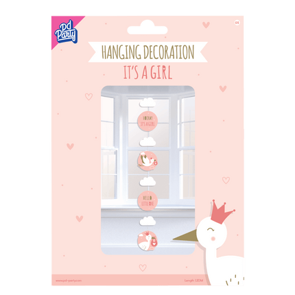 Hangdecoratie Newborn Baby Girl 120cm van Paper Dreams koop je bij Partywinkel