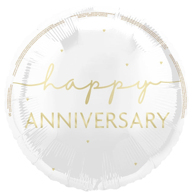 Happy Anniversary Helium Ballon Leeg 45cm van Unique koop je bij Partywinkel