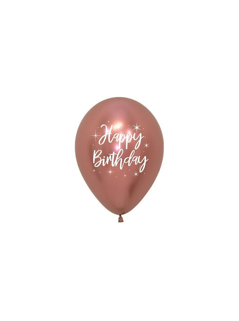 Happy Birthday Ballonnen Gekleurd Metallic 12cm 50st van Sempertex koop je bij Partywinkel