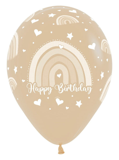 Happy Birthday Ballonnen Gekleurd Regenboog 30cm 12st van Sempertex koop je bij Partywinkel