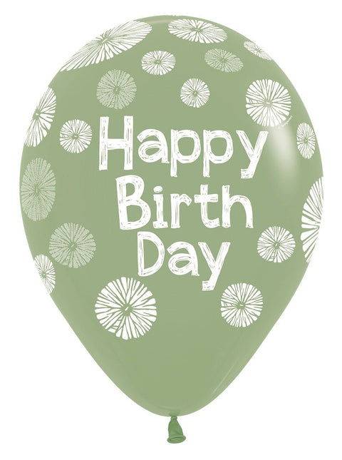 Happy Birthday Ballonnen Groen 30cm 25st van Sempertex koop je bij Partywinkel