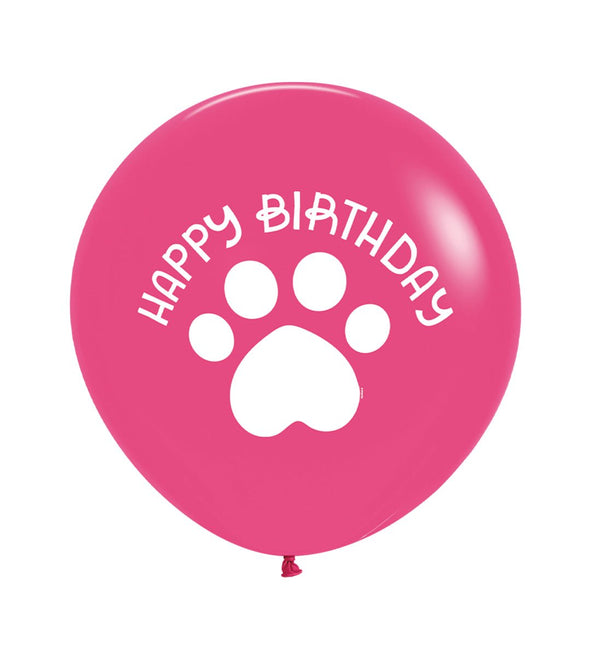 Happy Birthday Ballonnen Roze Paw Print 60cm 3st van Sempertex koop je bij Partywinkel