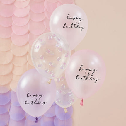 Happy Birthday Ballonnen Set Schelpen 30cm 5st van Ginger Ray koop je bij Partywinkel