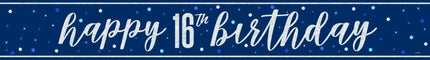 Happy Birthday Banner Blauw 16 Jaar 2,74m van Unique koop je bij Partywinkel