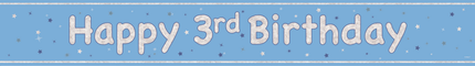 Happy Birthday Banner Lichtblauw 3 Jaar 2,74m van Unique koop je bij Partywinkel
