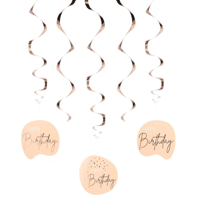 Happy Birthday Hangdecoratie Roze 75cm 5st van Folat koop je bij Partywinkel