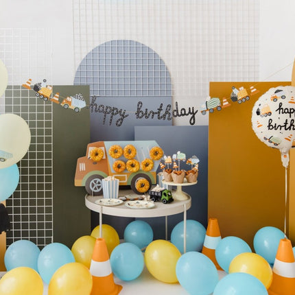 Happy Birthday Helium Ballon Bouwvoertuigen Leeg 45cm van Partydeco koop je bij Partywinkel