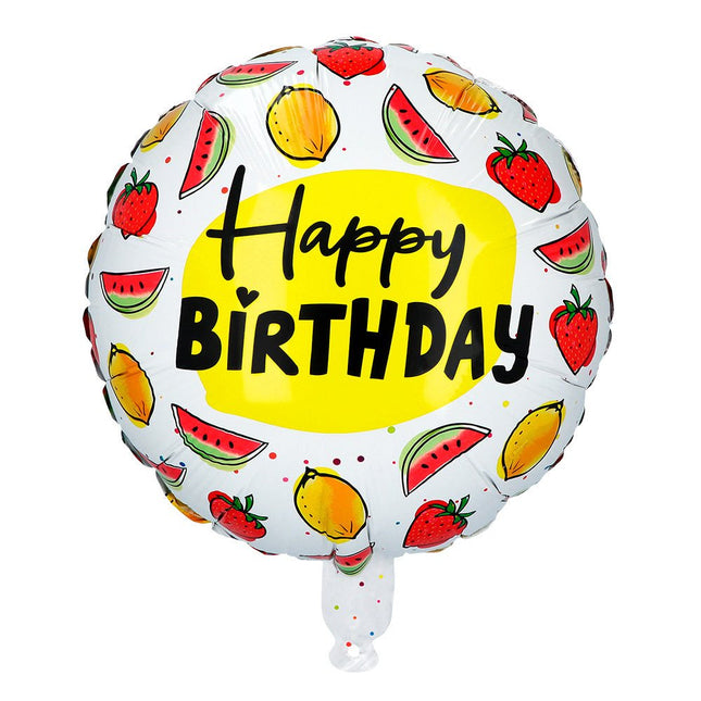 Happy Birthday Helium Ballon Fruit Dubbelzijdig 45cm van Boland koop je bij Partywinkel
