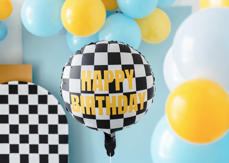Happy Birthday Helium Ballon Race Vlag Leeg 35cm van Partydeco koop je bij Partywinkel