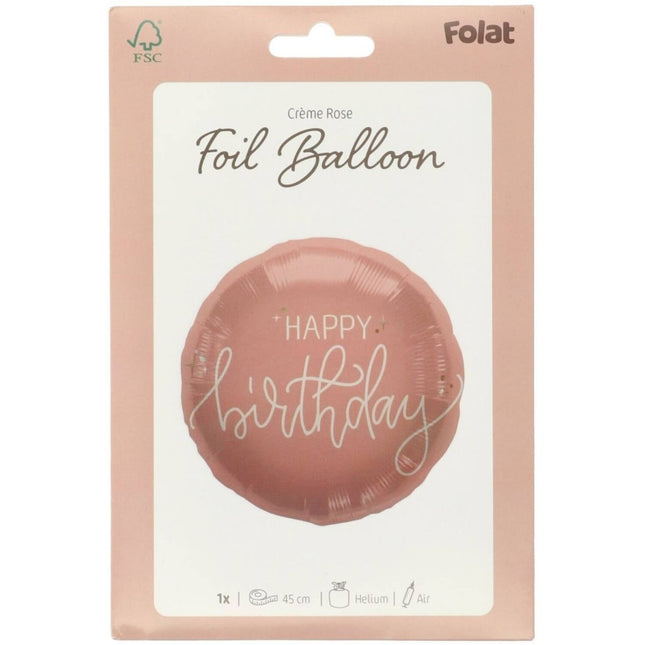 Happy Birthday Helium Ballon Roze Leeg 45cm van Folat koop je bij Partywinkel