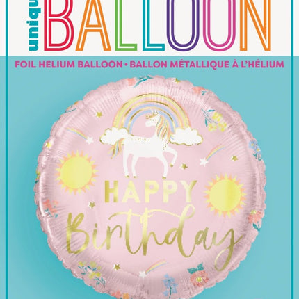 Happy Birthday Helium Ballon Unicorn Leeg 45cm van Unique koop je bij Partywinkel