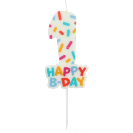 Happy Birthday Kaars 1 Jaar 7cm van Folat koop je bij Partywinkel