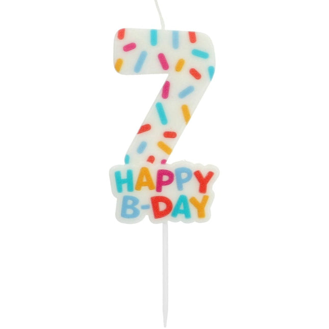 Happy Birthday Kaars 7 Jaar 7cm van Folat koop je bij Partywinkel