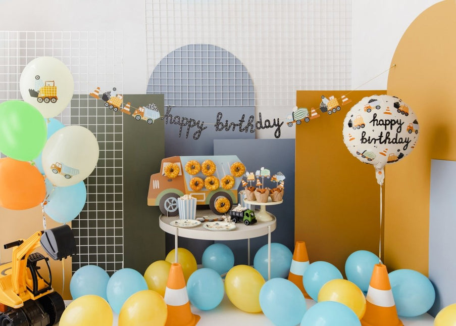 Happy Birthday Letterslinger Bouwvoertuigen 2m van Partydeco koop je bij Partywinkel