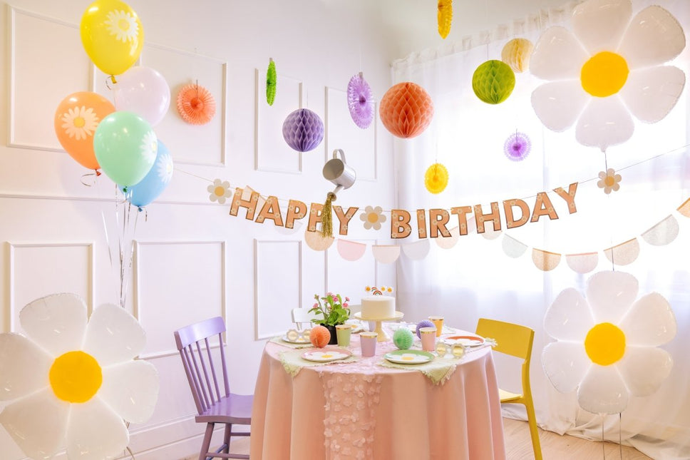 Happy Birthday Letterslinger Goud Roze 2m van Partydeco koop je bij Partywinkel