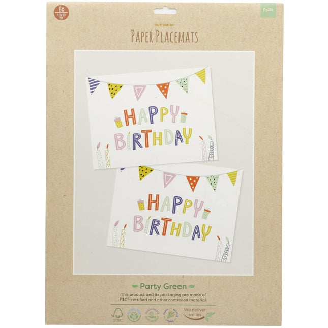 Happy Birthday Placemats Eco 6st van Folat koop je bij Partywinkel