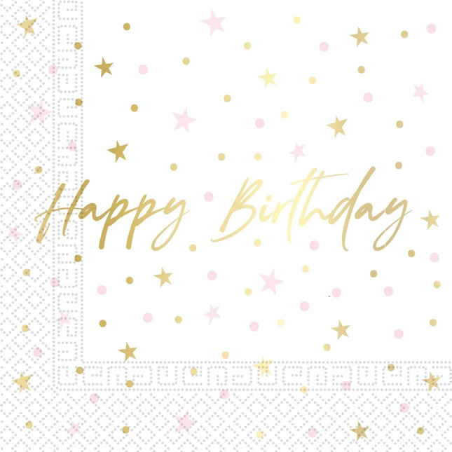 Happy Birthday Servetten Sterren 33cm 20st van Procos koop je bij Partywinkel