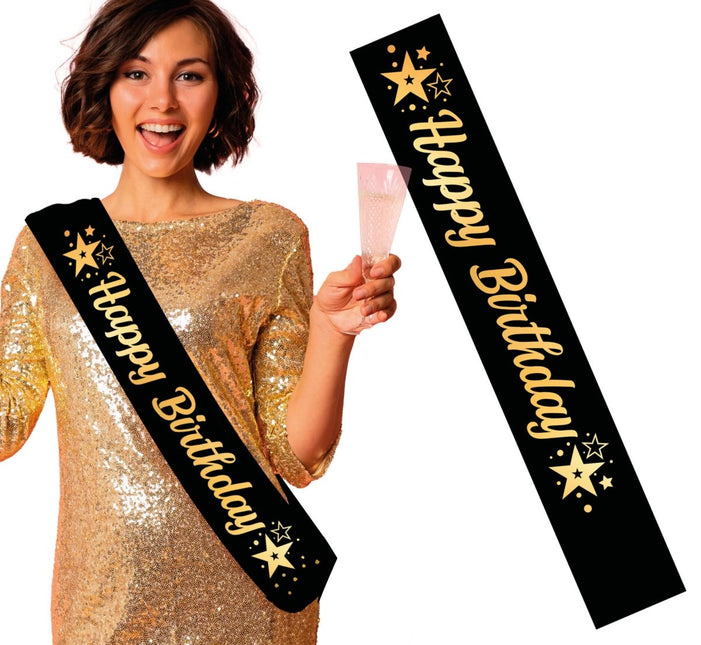 Happy Birthday Sjerp Zwart Goud - Partywinkel - 8434077311936