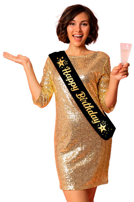 Happy Birthday Sjerp Zwart Goud - Partywinkel - 8434077311936